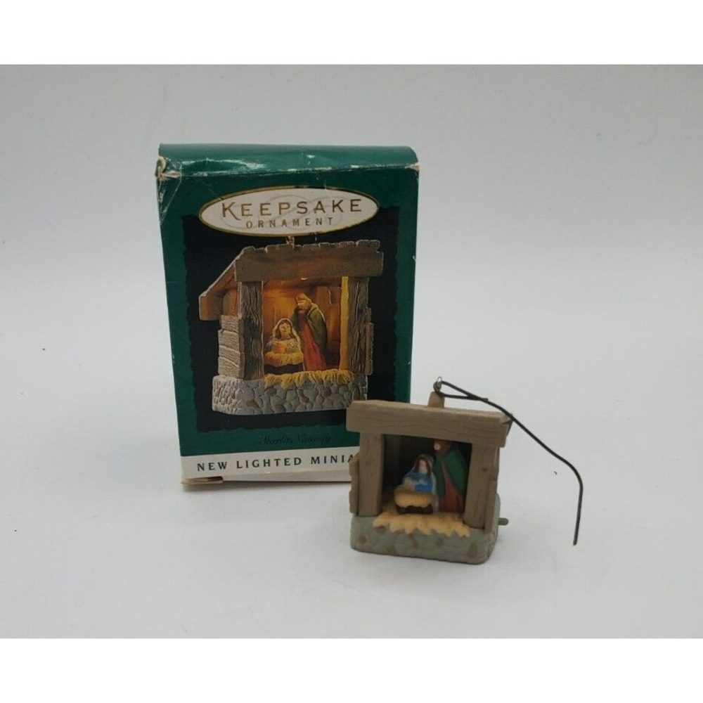 4 Hallmark Keepsake Christmas Ornaments Santa, Snow Lady, Miniature Nativity Lot - Picture 2 of 10